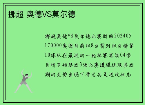 挪超 奥德VS莫尔德